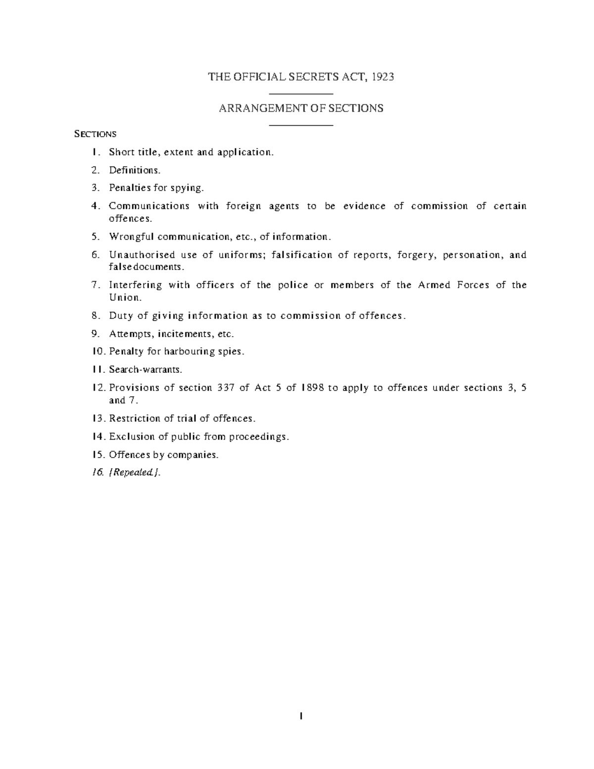 Bareact osa 1923 - Bare act - THE OFFICIAL SECRETS ACT, 1923 ...