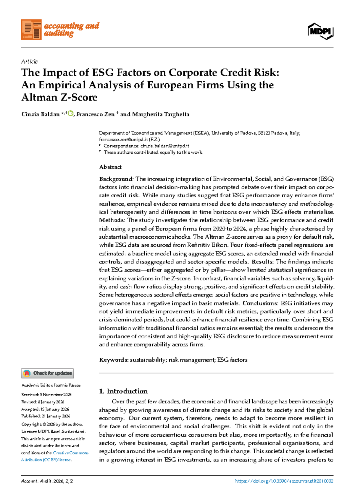 The Impact of ESG Factors on Corporate Credit Risk: An Empirical Study ...