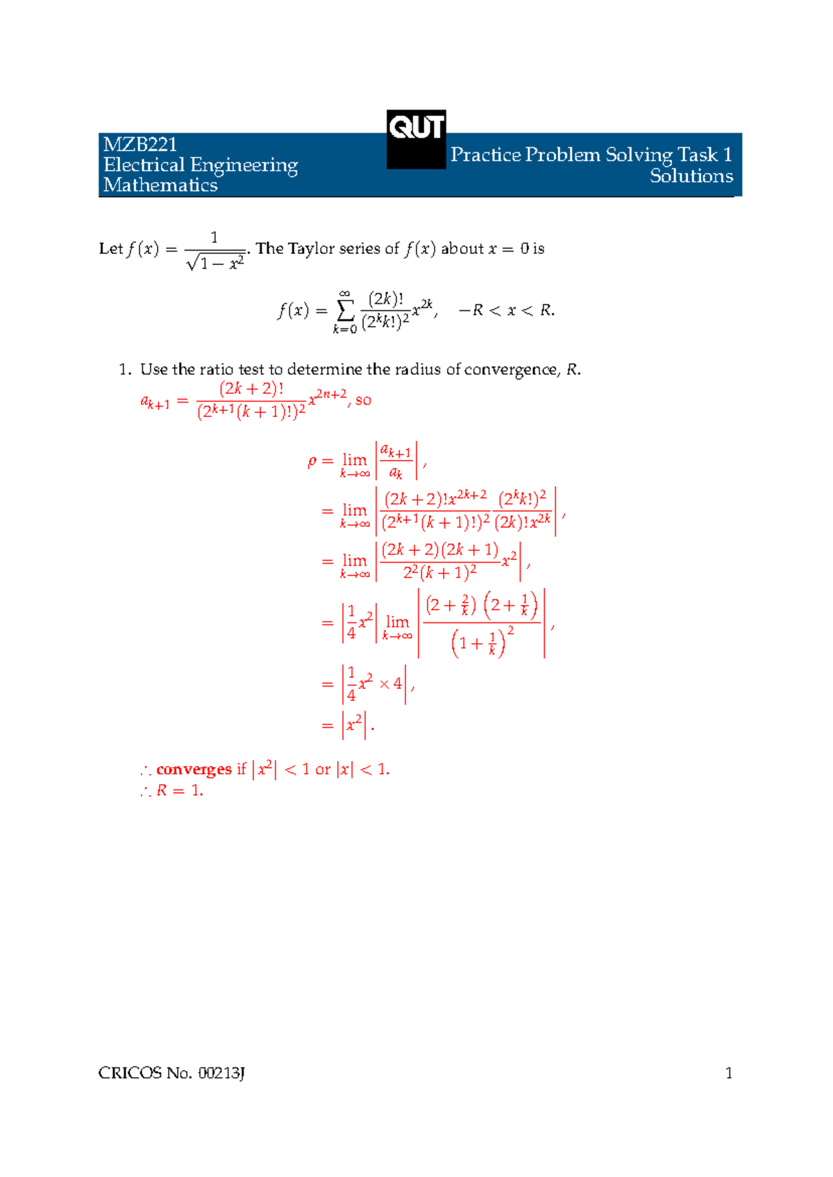 MZB221 Electrical Engineering Mathematics Task 1 Solutions - Studocu