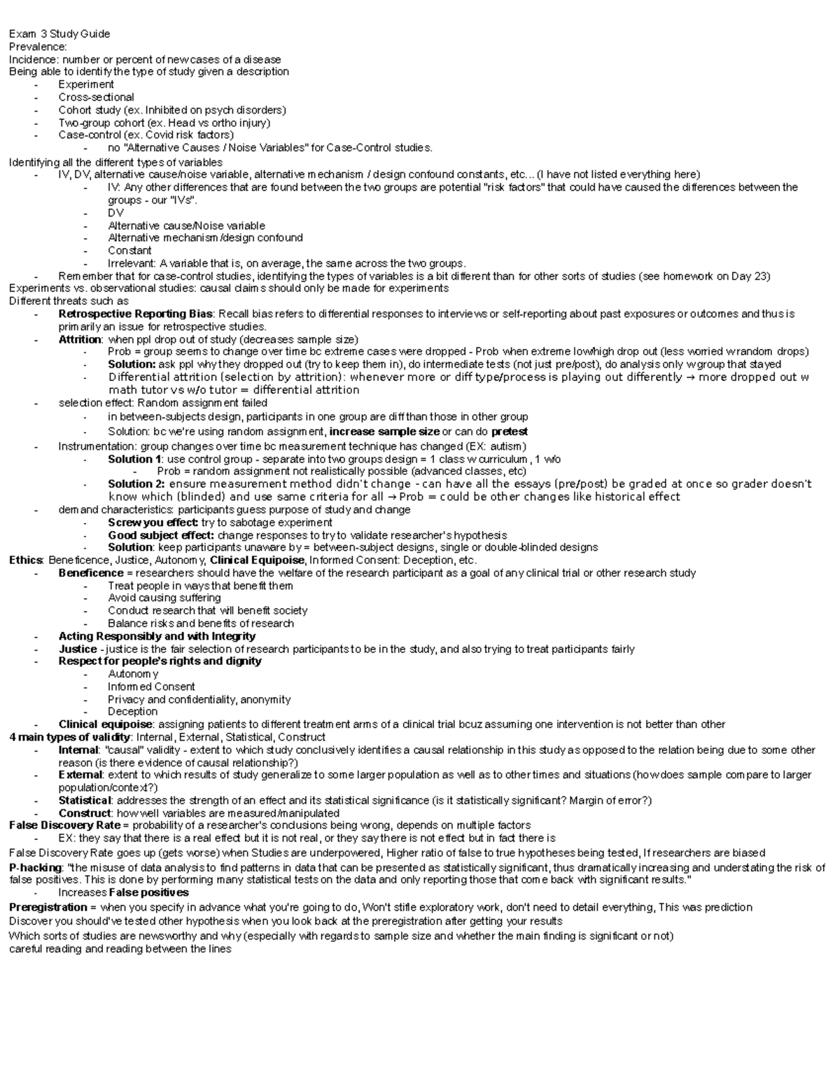 Exam 3 Study Guide - PSY 0036 Psych Research Methods Lecture ...
