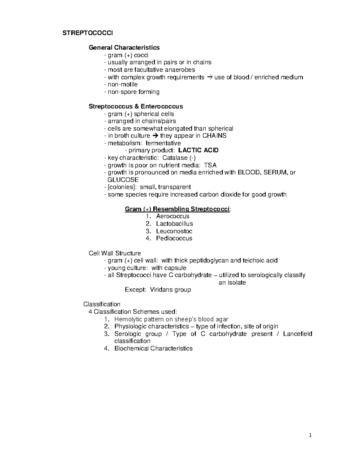 Streptococci: General Characteristics & Classification (BIOL 101) - Studocu