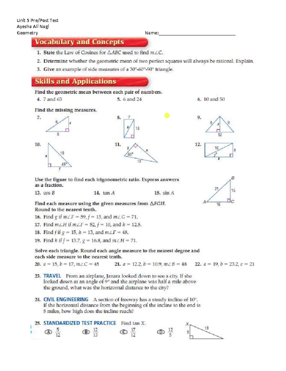 Kami Export - Tala Daher - Geometry Unit 5 Test & Concepts - Studocu