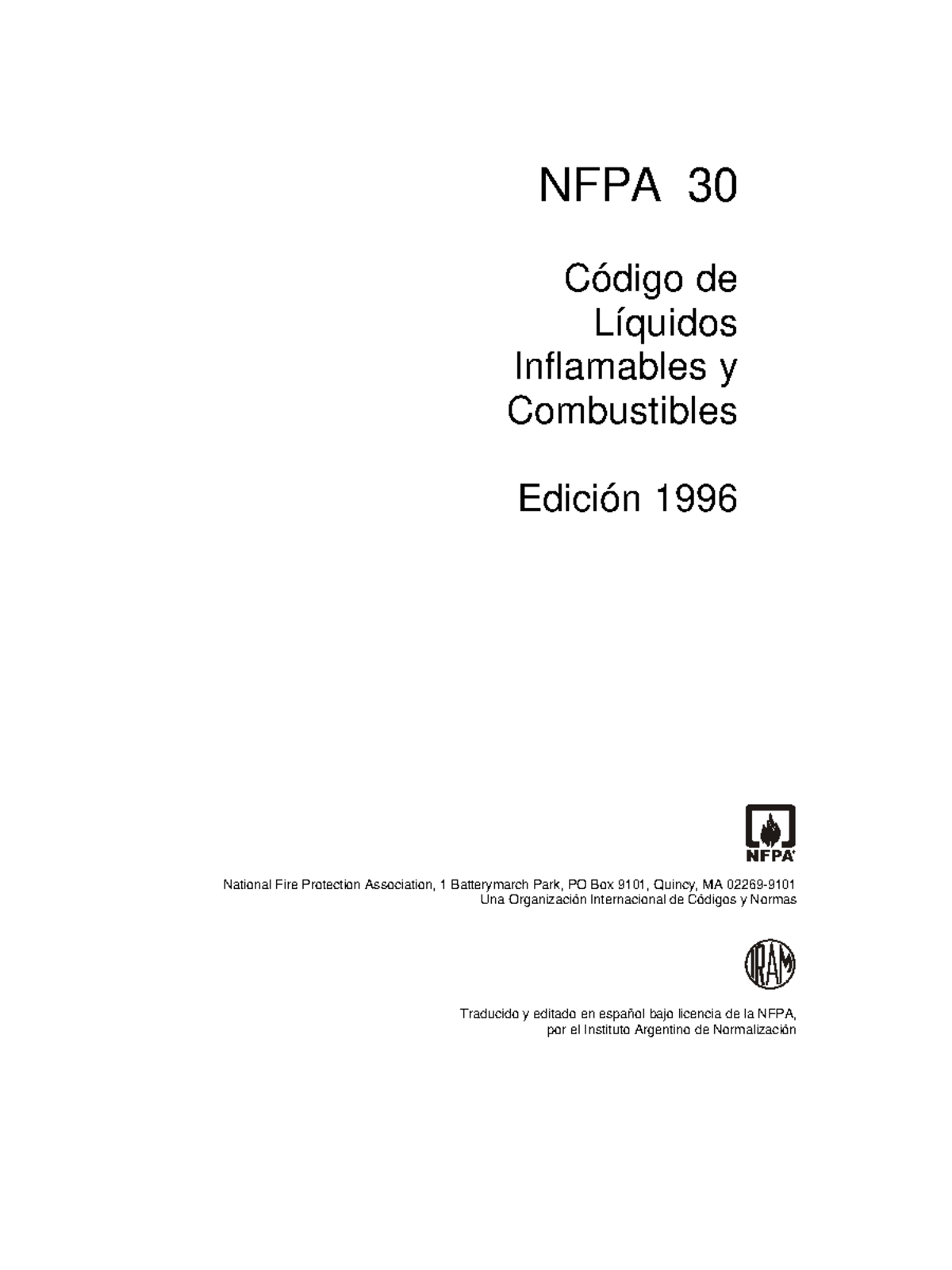 NFPA 30: Código de Líquidos Inflamables y Combustibles - Edición 1996 - Document Preview