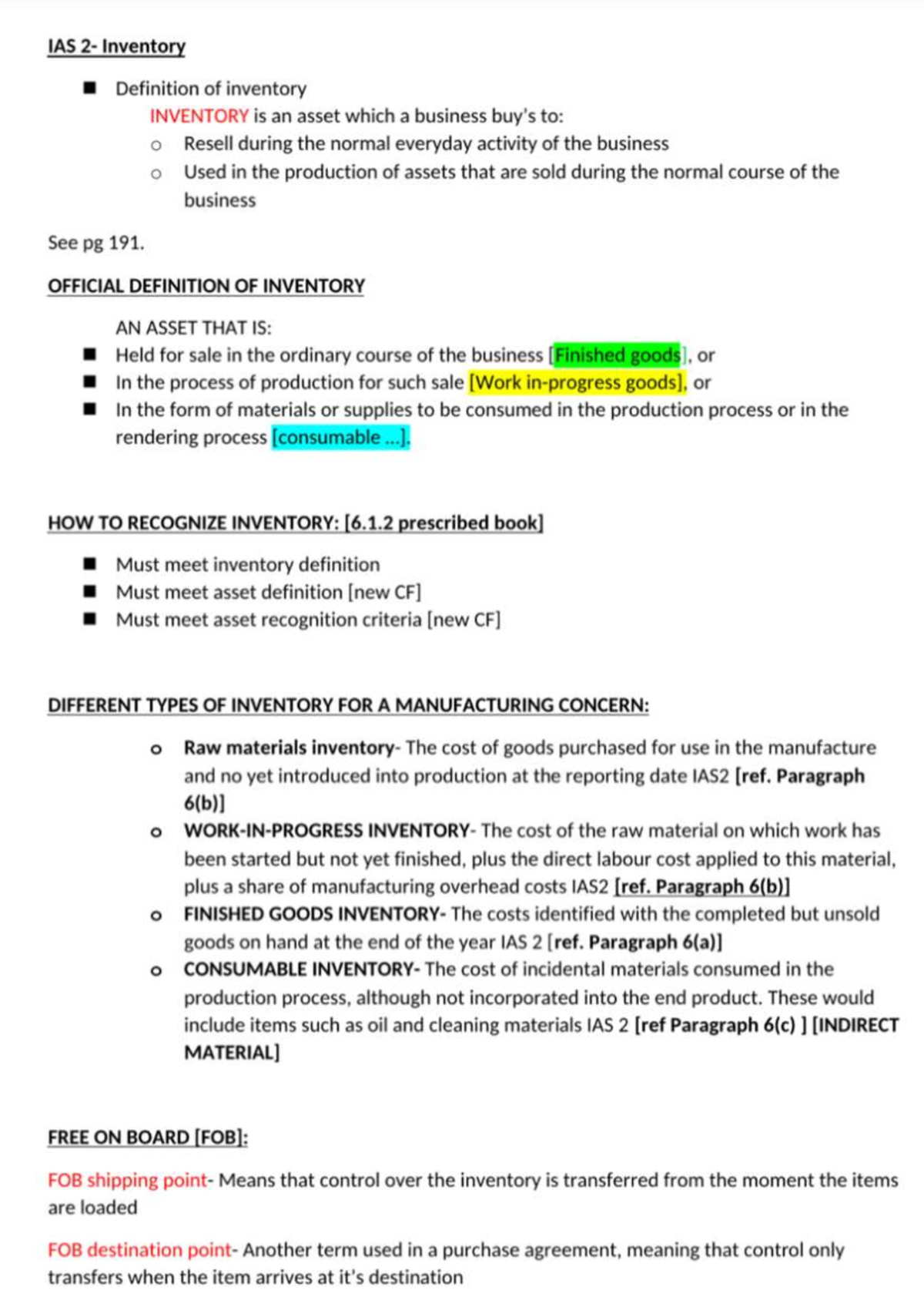 IAS2 Inventory Definition and Classification Guide - Studocu