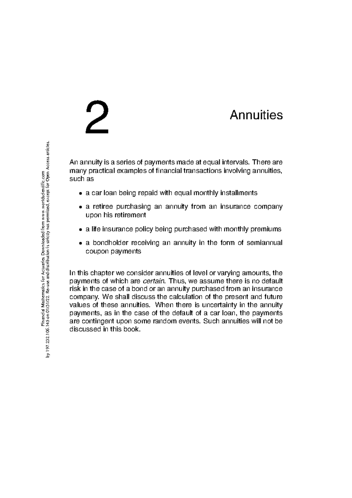 Annuities in Financial Mathematics: Chapter 2 Overview - Studocu
