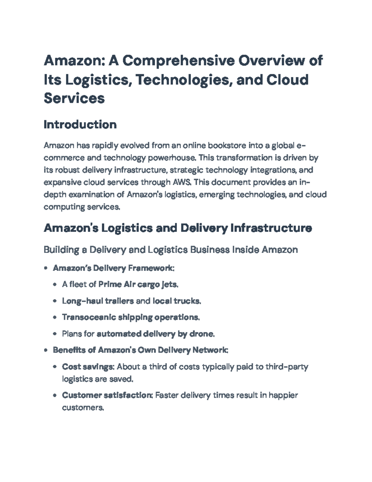 Amazon: In-Depth Review of Logistics, Technologies, and Cloud Services ...