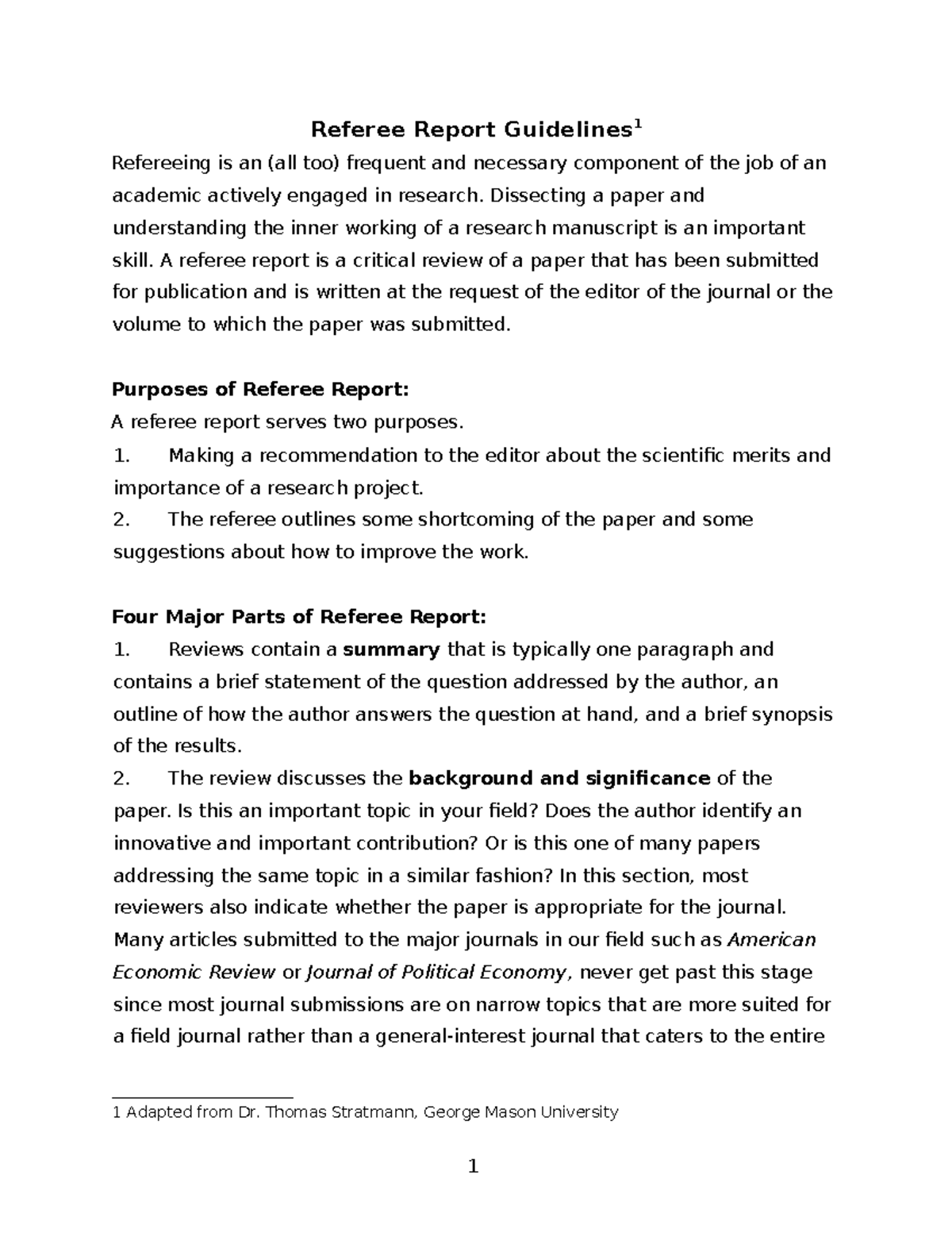 Referee Report Guidelines for Academic Review Process - Studocu