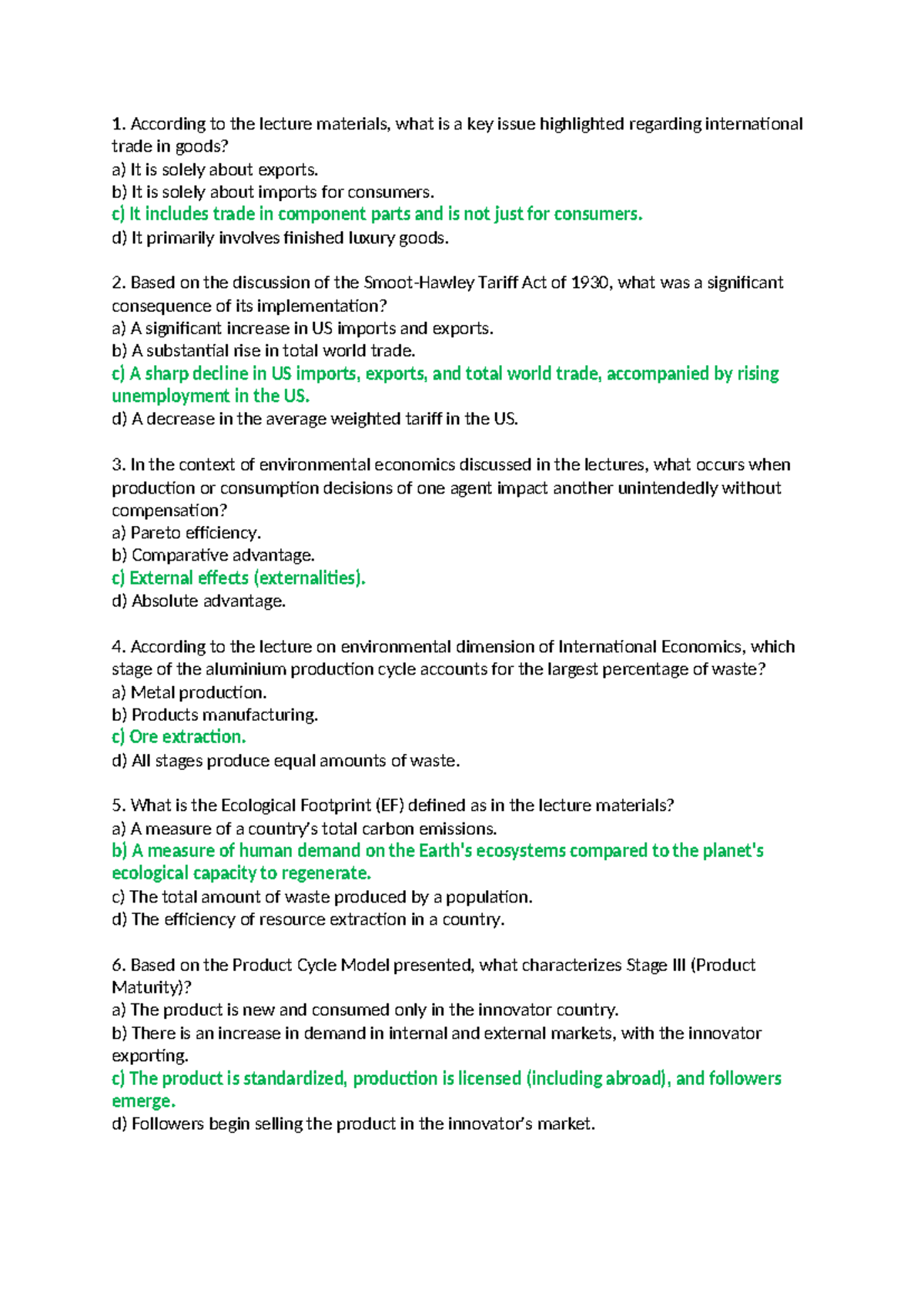 International Economics Q&A: Key Concepts and Theories - Studocu