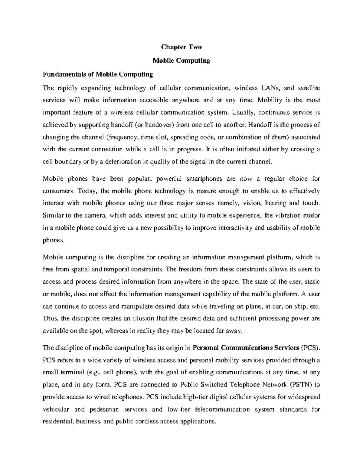 Mobile Computing: Chapter II - Fundamentals, Principles & Applications ...