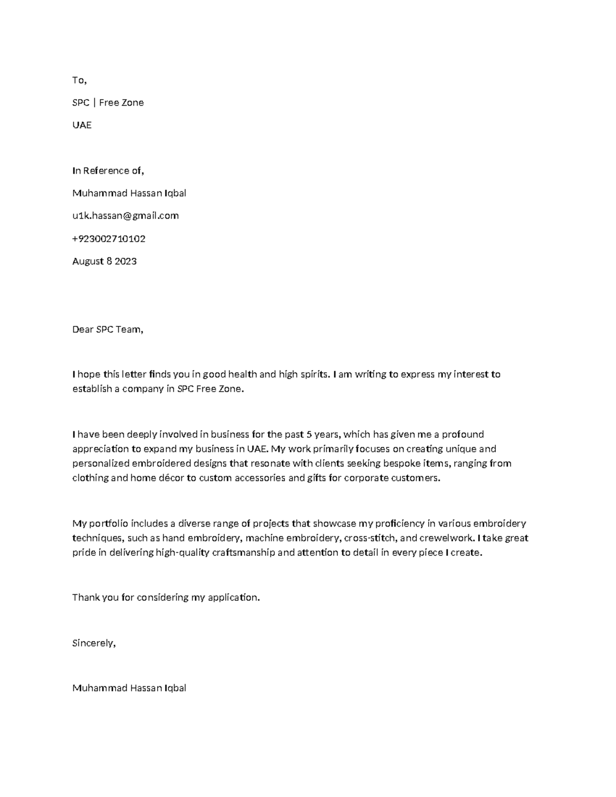 SPC Application - Business Proposal for B.Com 1 Student - Studocu