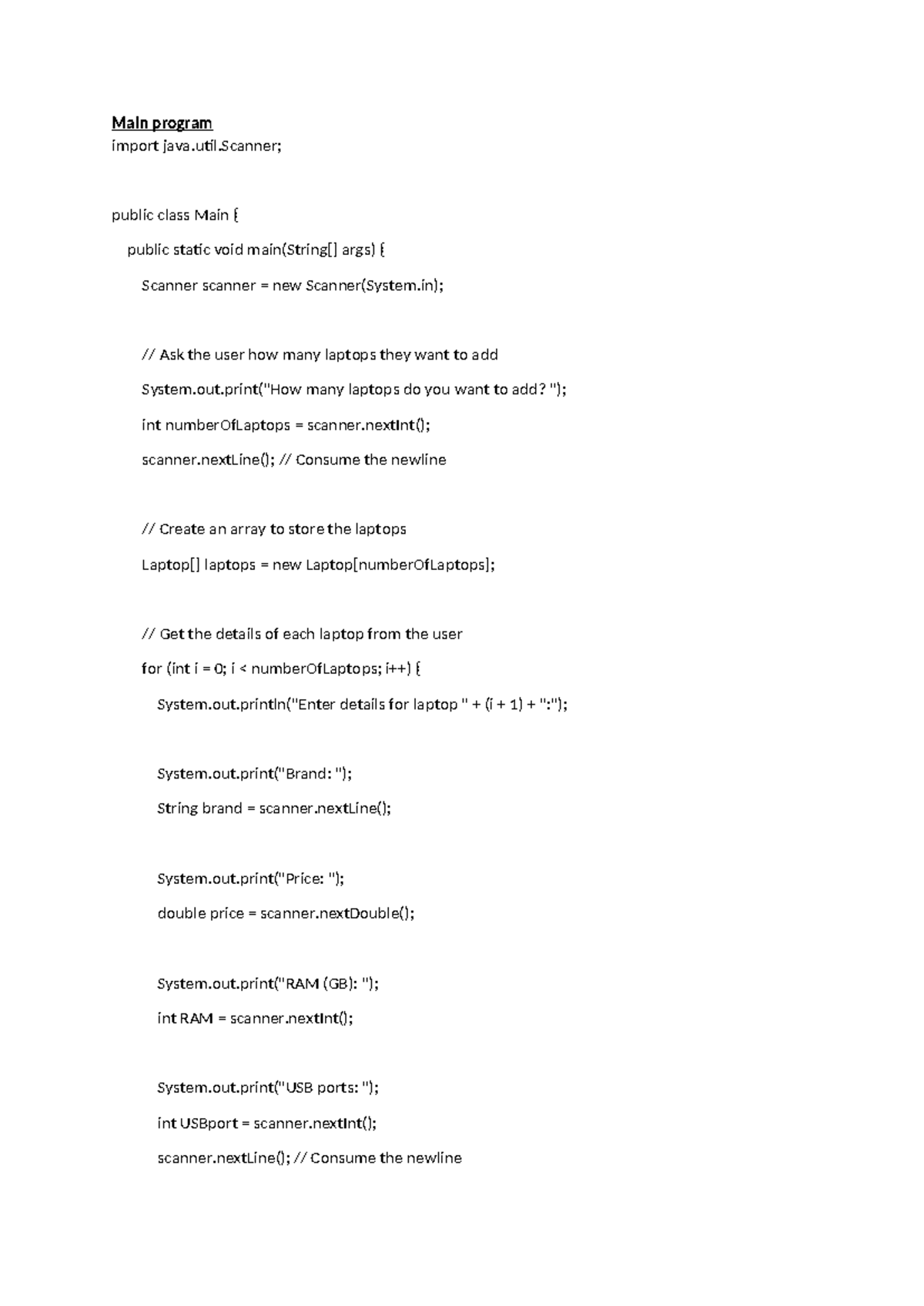 Main Program - Lecture Notes on Laptop Management - Studocu