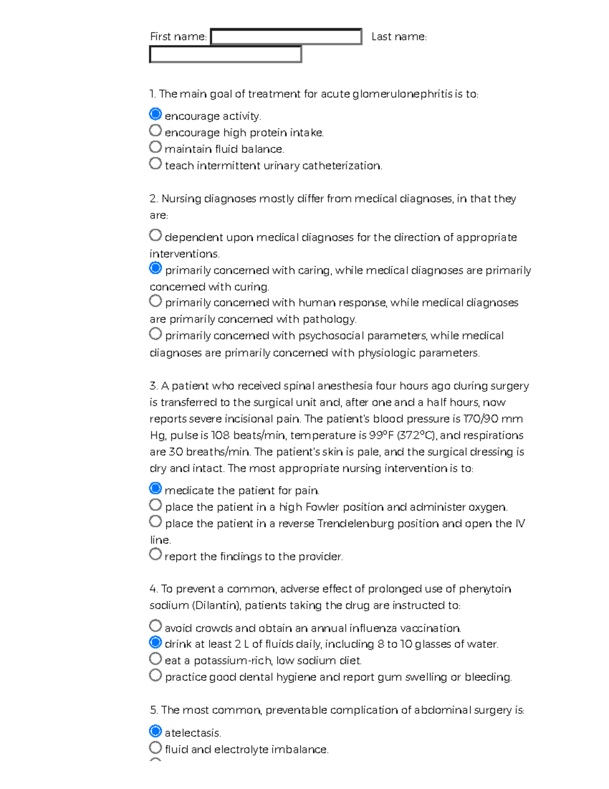 Medical-Surgical Nursing Exam Sample Questions (MSN 301) - Studocu