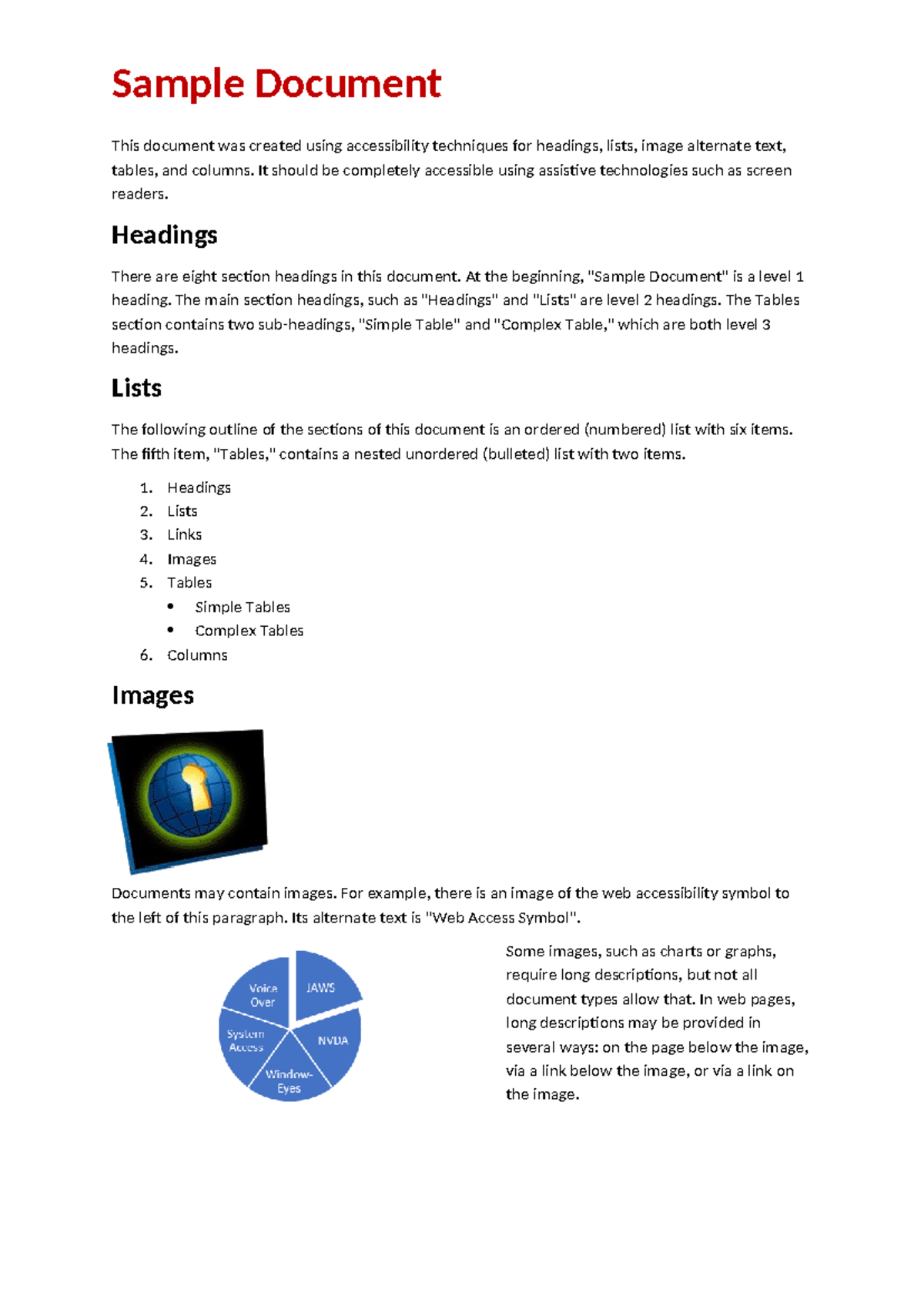 Sample Document - Accessibility Techniques for MOS - Studocu