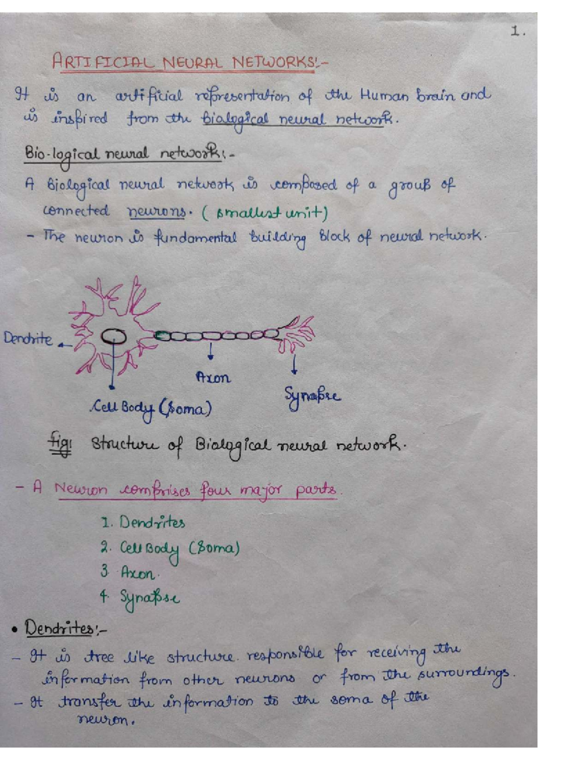 ML (Unit-2) Comprehensive Notes on Artificial Neural Networks - Studocu