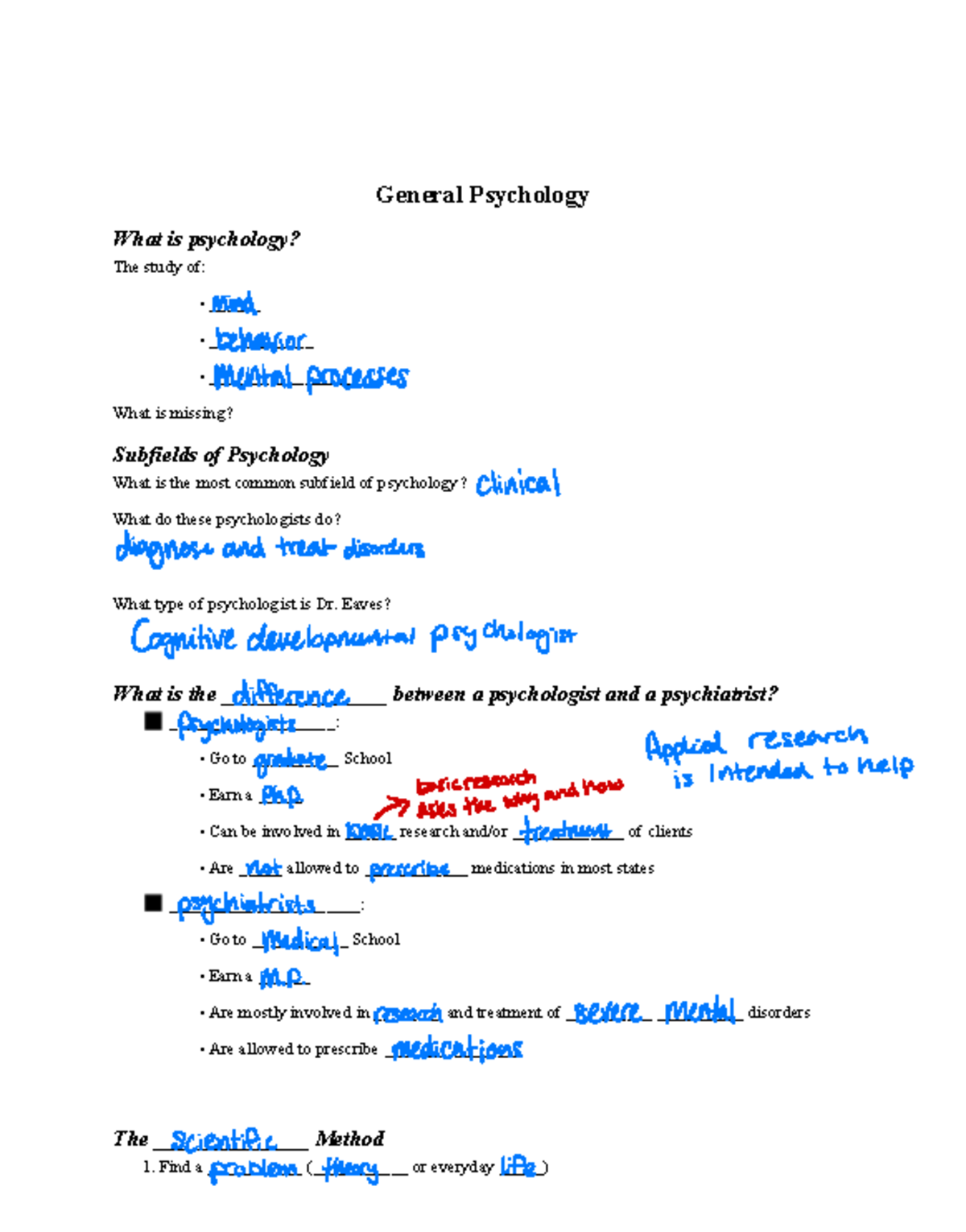 Study Guide for General Psychology (PSY 101): Understanding Behavior ...