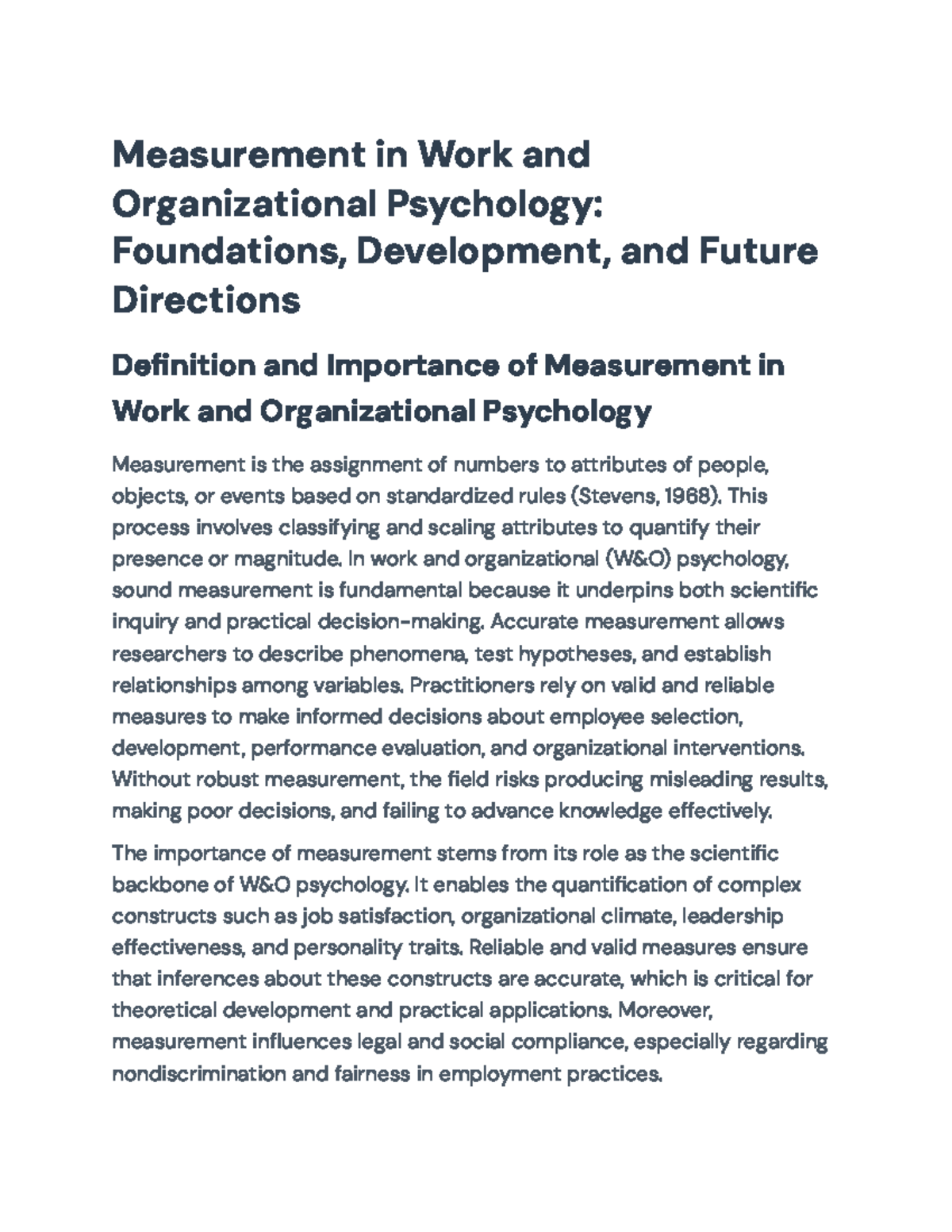 Measurement in Work and Organizational Psychology: Key Concepts ...