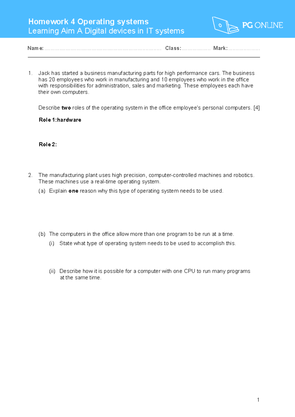 Homework 4: Operating Systems - Digital Devices in IT Systems - Studocu