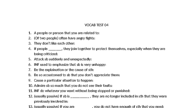 Vocab Test 04: Key Terms and Definitions - Studocu