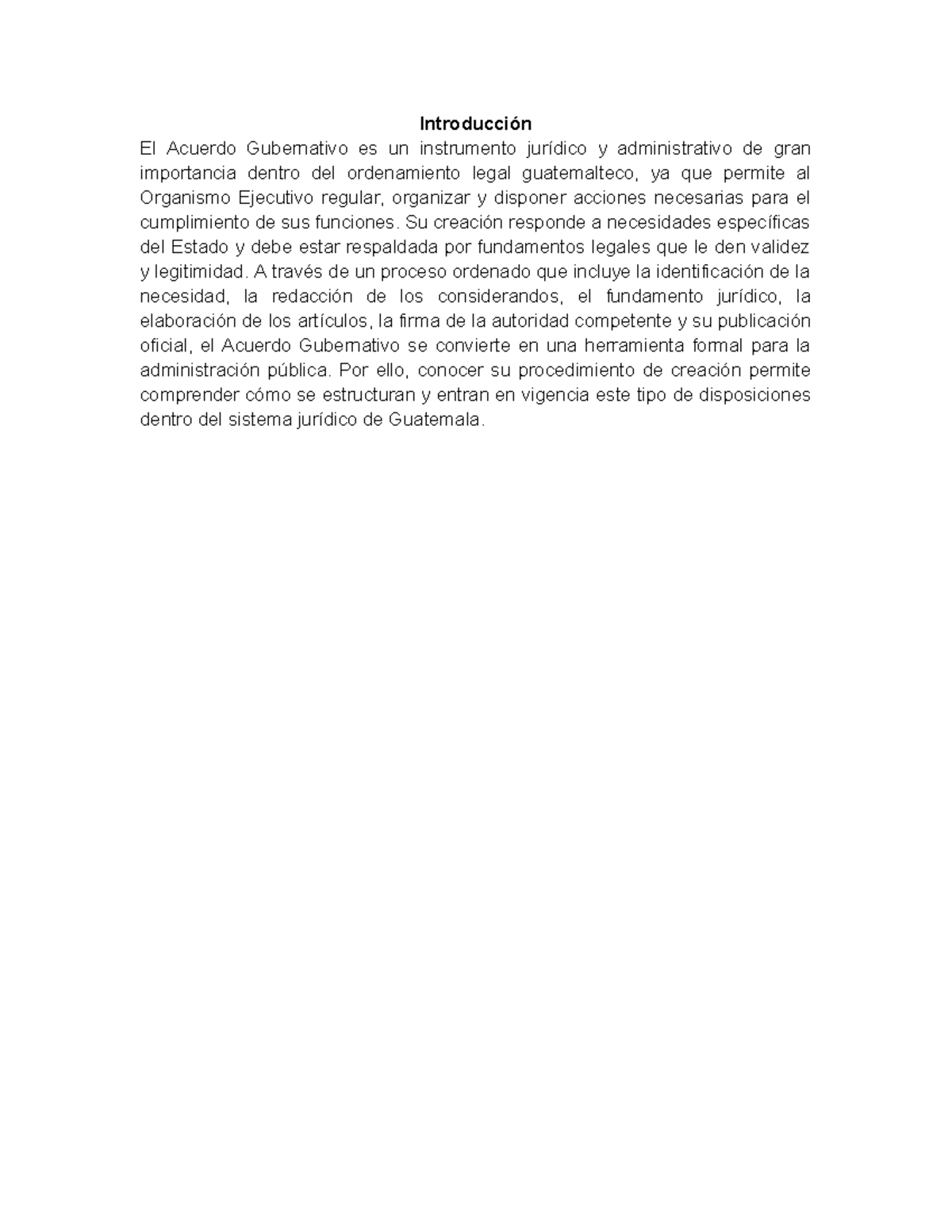 Trabajo de Acuerdo Gubernativo: Proceso y Estructura en Guatemala - Document Preview
