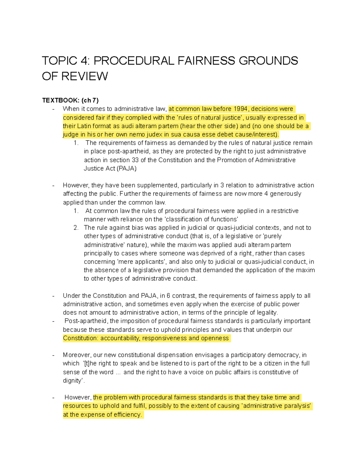TOPIC 4: Procedural Fairness in Administrative Law (Admin T2) - Studocu