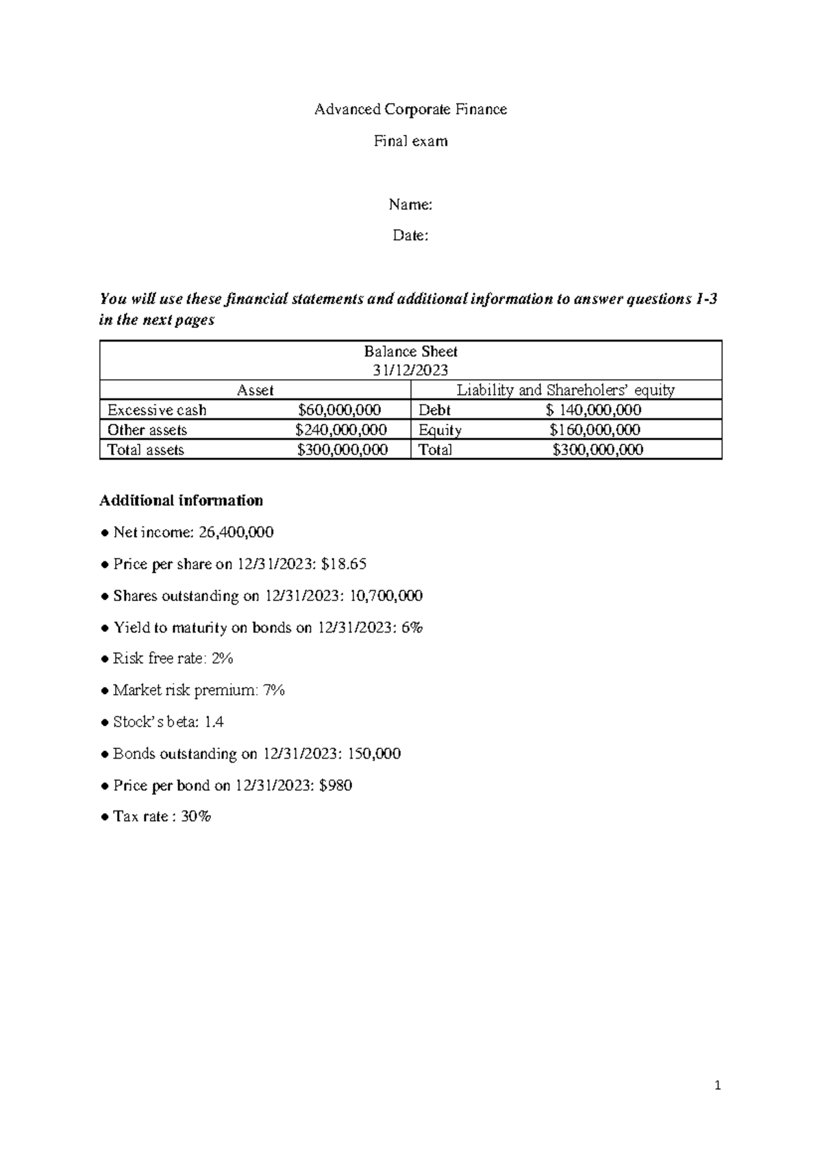 Final 2024 Questions - Examen 2024 - Advanced Corporate Finance Final ...