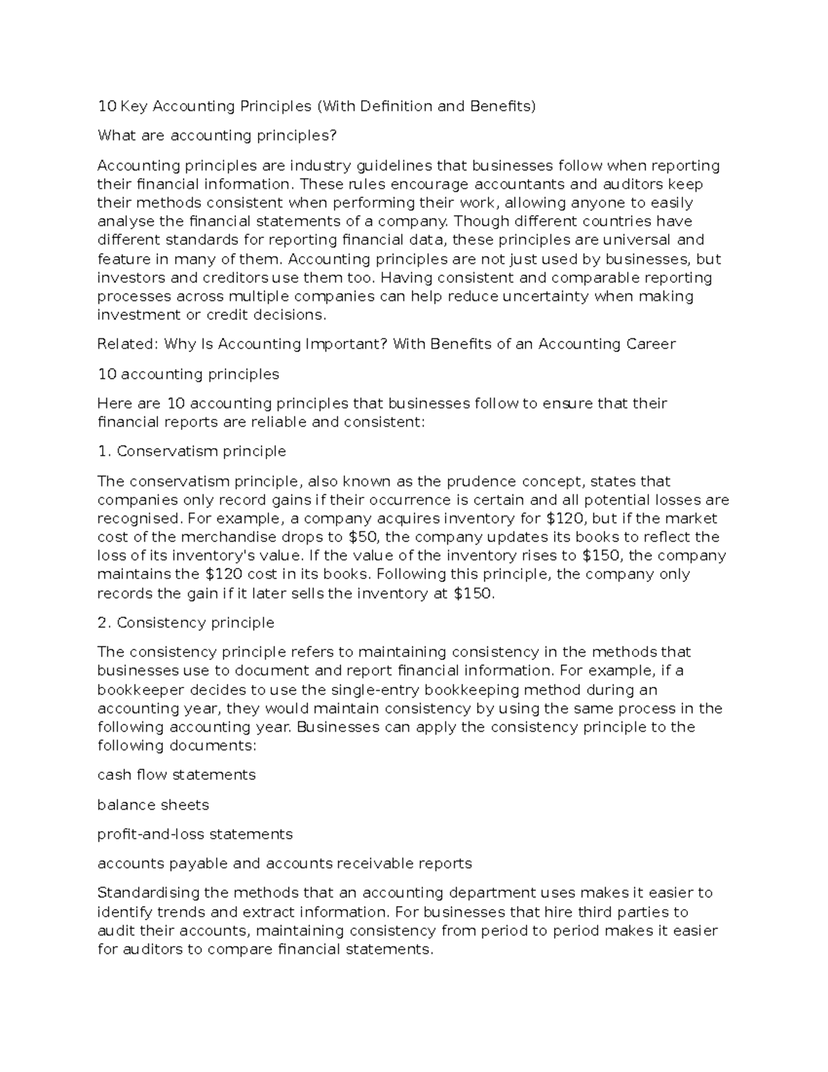 10 Essential Accounting Principles: Definitions & Benefits - Studocu