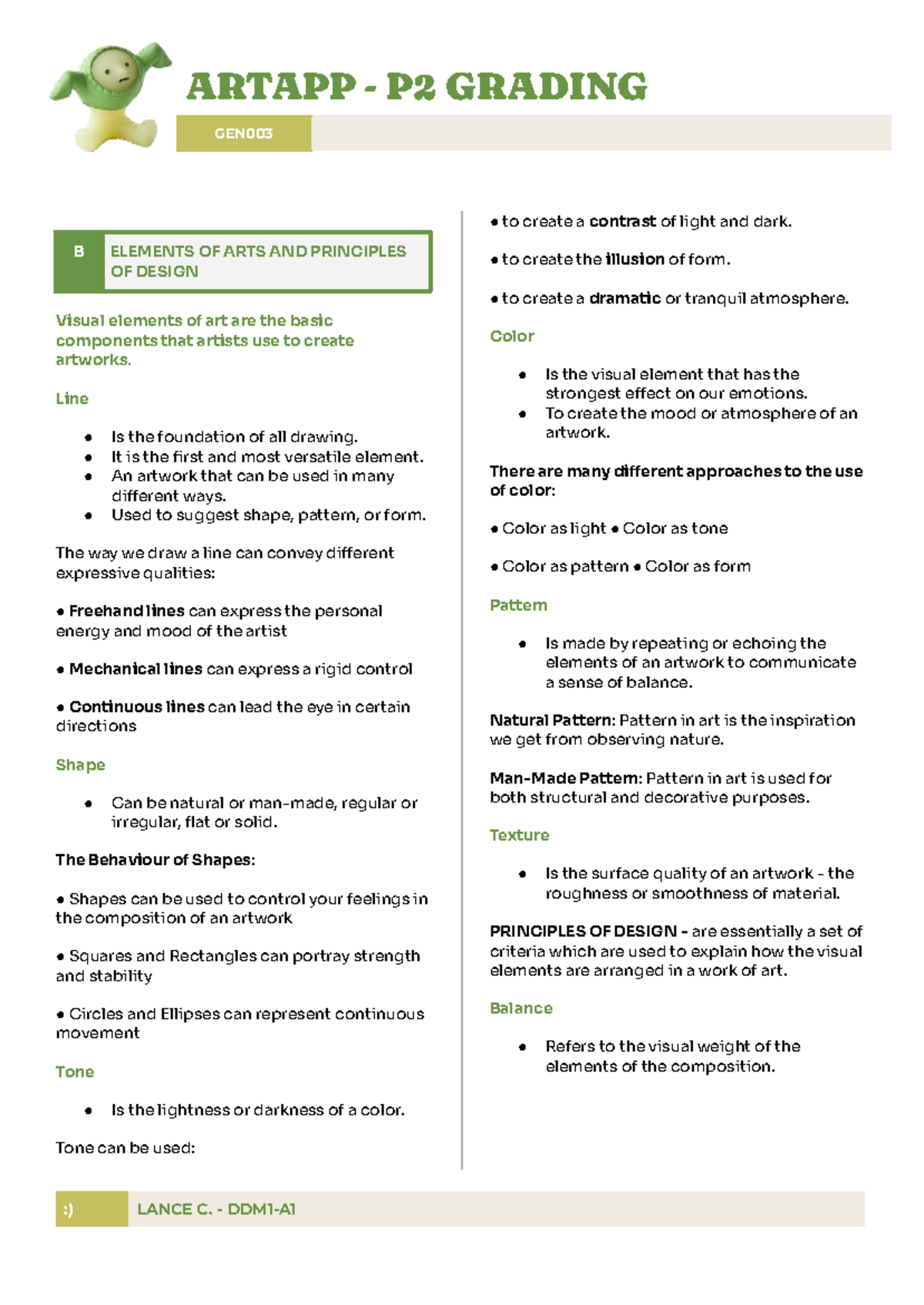 ARTAPP P2 GRADING GEN003: Elements of Art & Design Principles Review ...