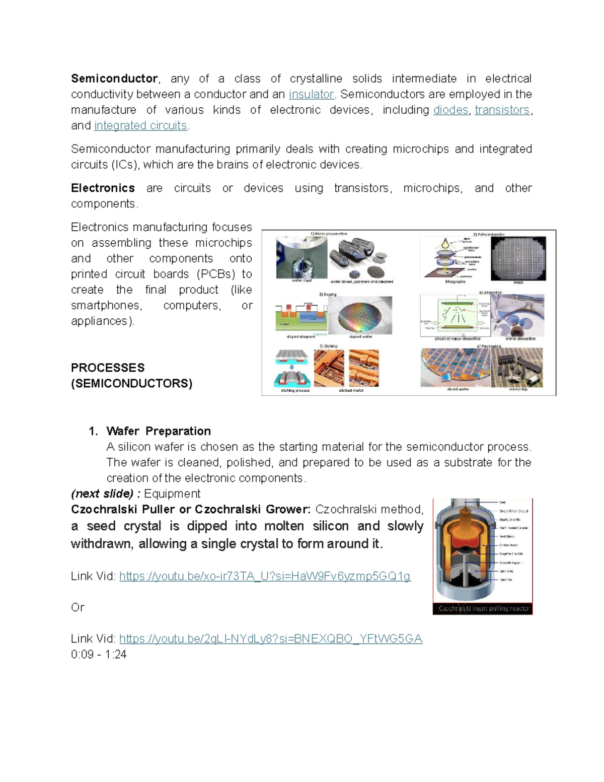 Semiconductor and electronics manufacturing processes overview - Studocu