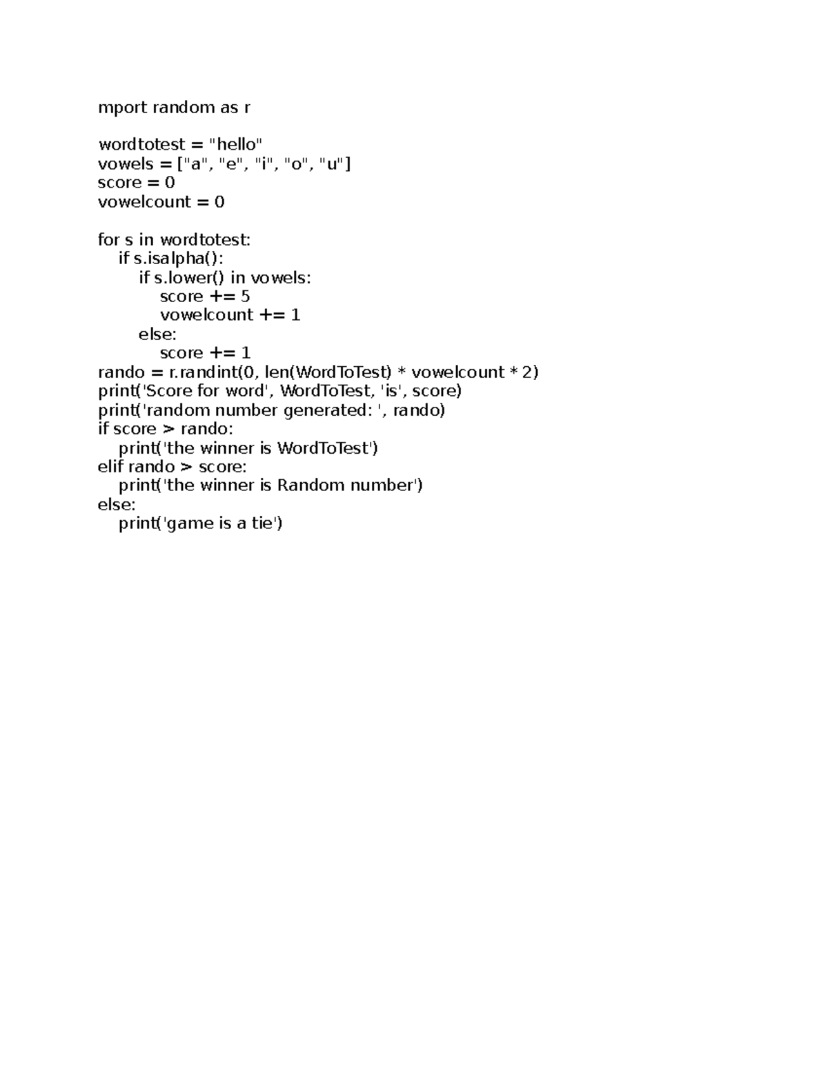 Scrabble script - this is the first assignment - mport random as r ...