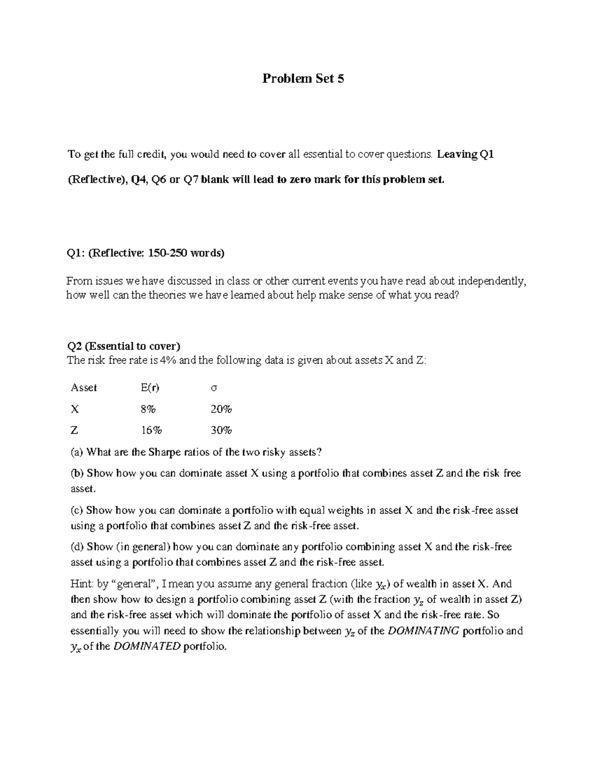 FINS2624 Problem Set 5 Solutions and Guidelines for T32022 - Studocu