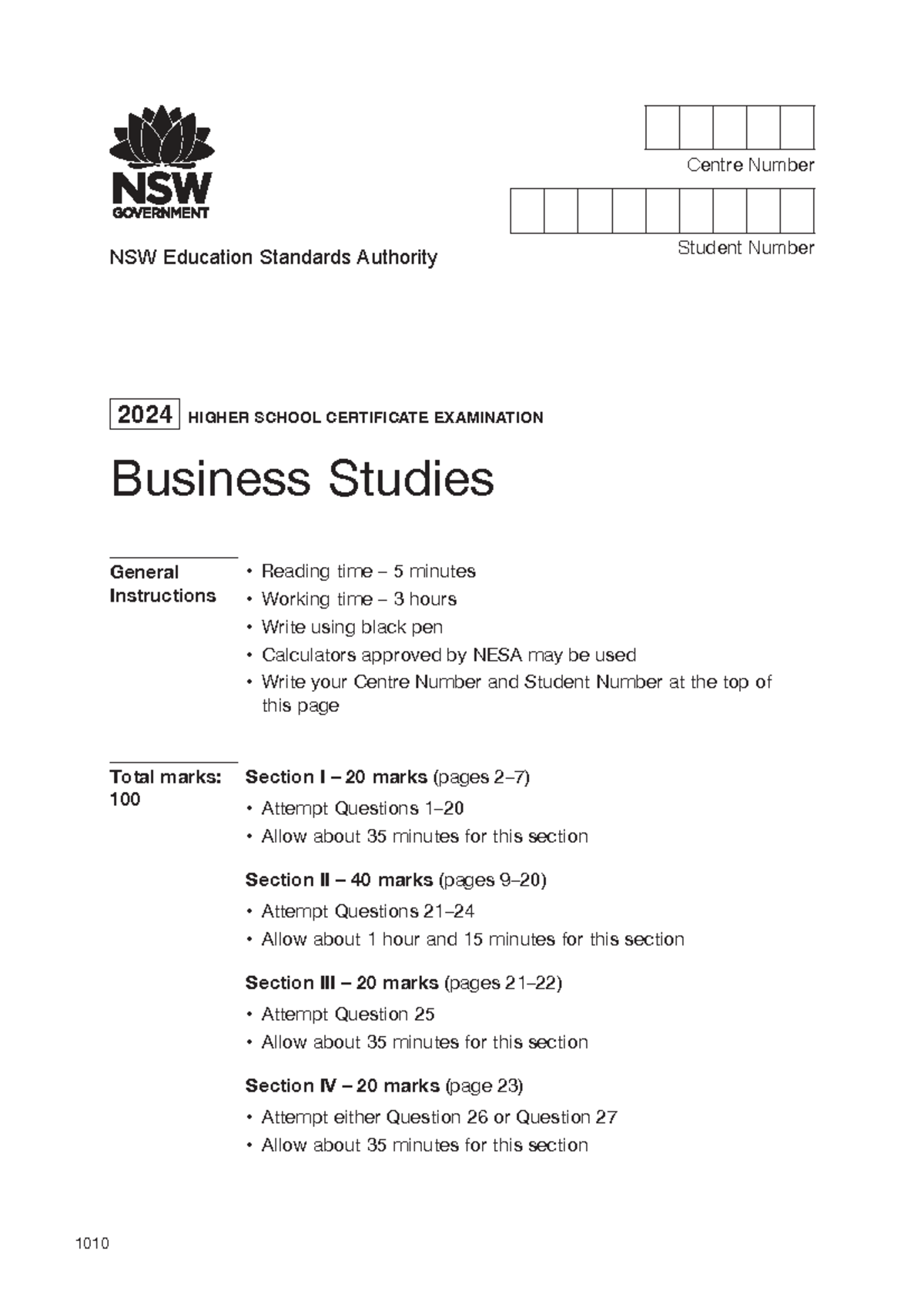 2024 HSC Business Studies Exam: Comprehensive Guide and Questions - Studocu