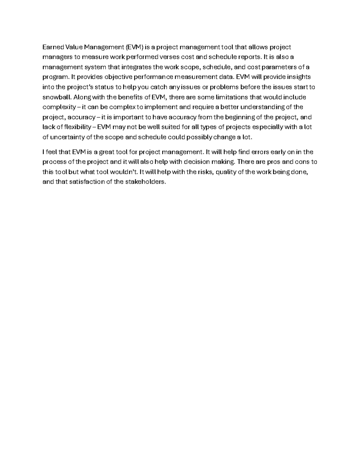 Earned Value Management (EVM) Analysis - Module 1 Discussion Notes ...