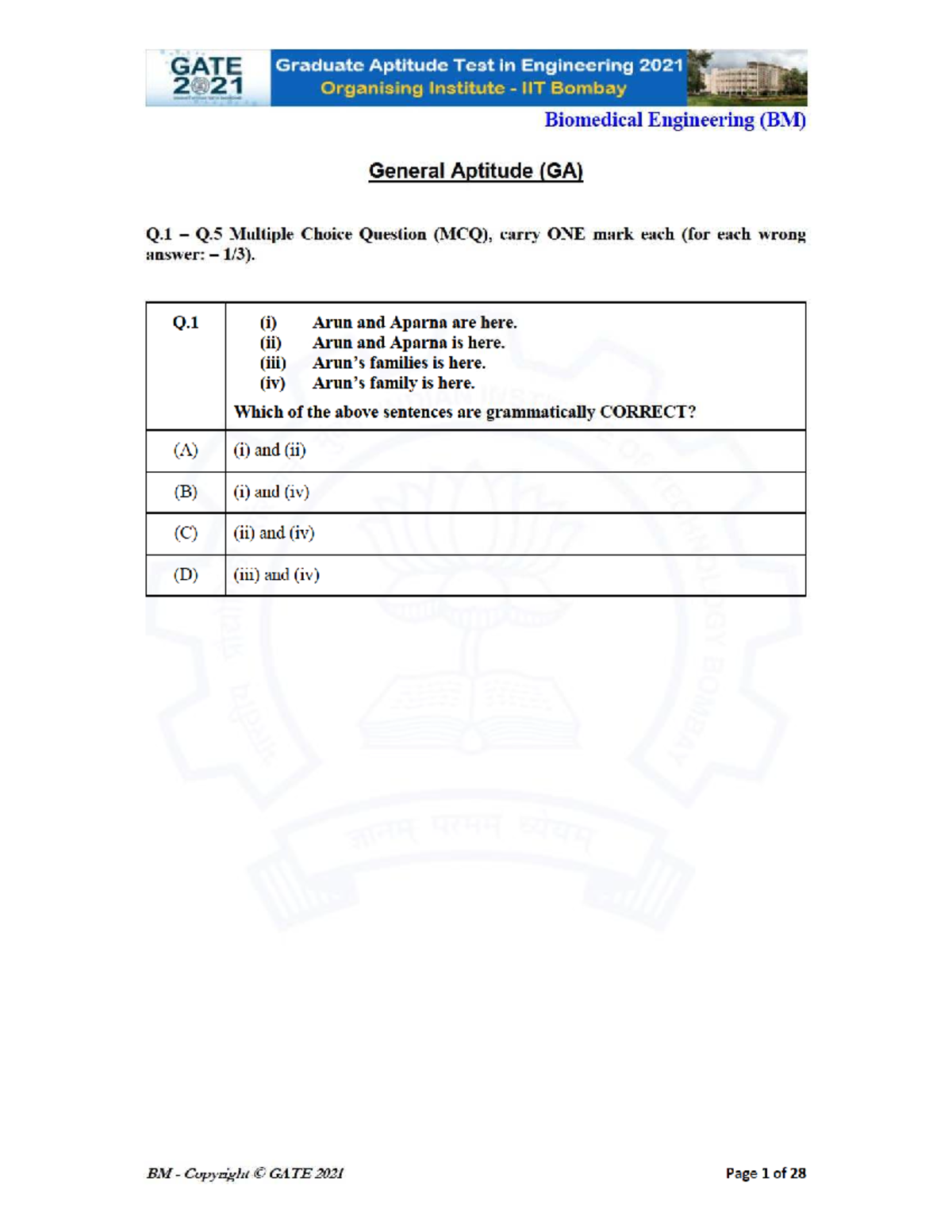 Bm 2021 - ZcxhHczjfdvlc. Kggjdjgxgjx - GATE Graduate Aptitude Test in ...