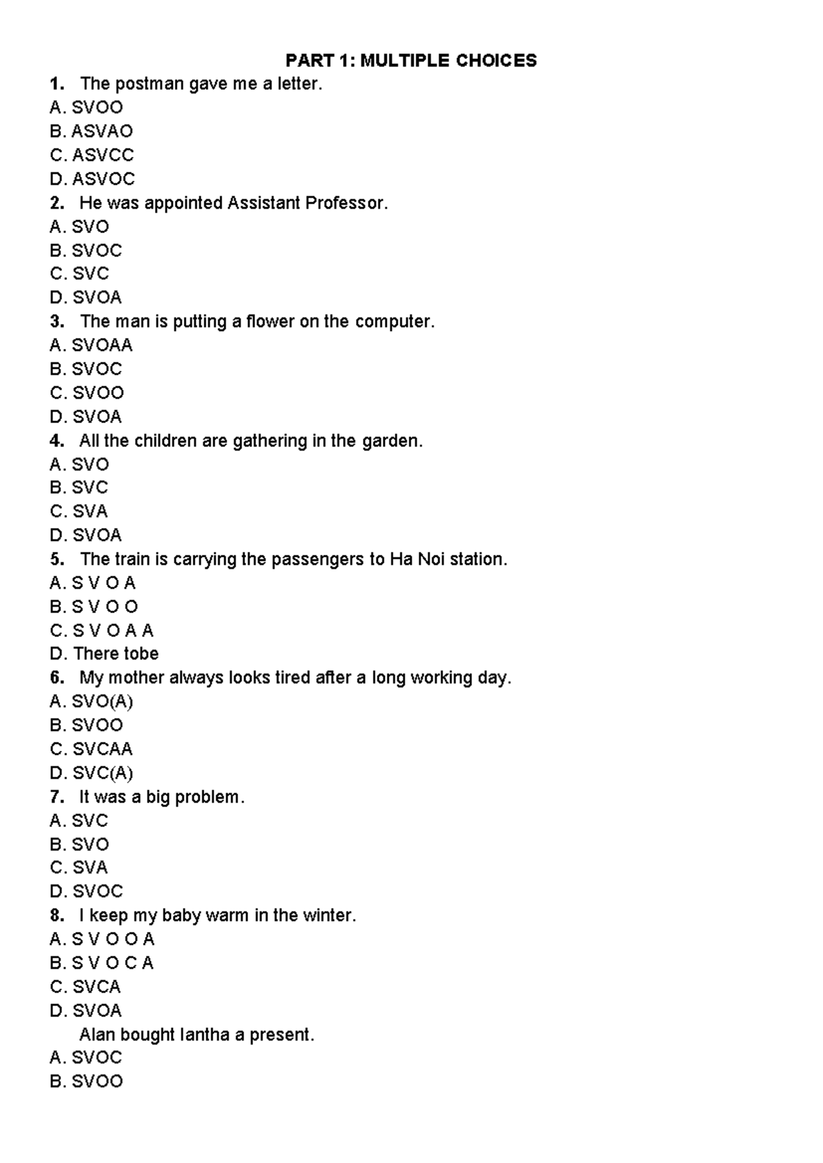 Đề ENG 117: Multiple Choice & Sentence Construction Exercises - Studocu