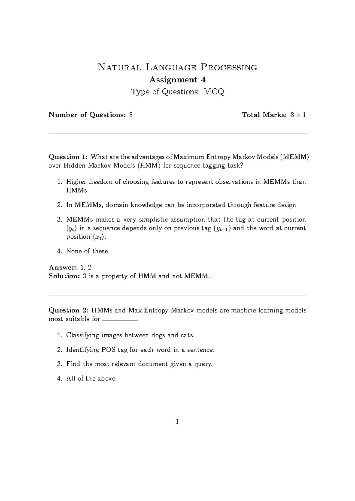 Assignment 4 (updated) - Natural Language Processing Assignment 4 Type ...