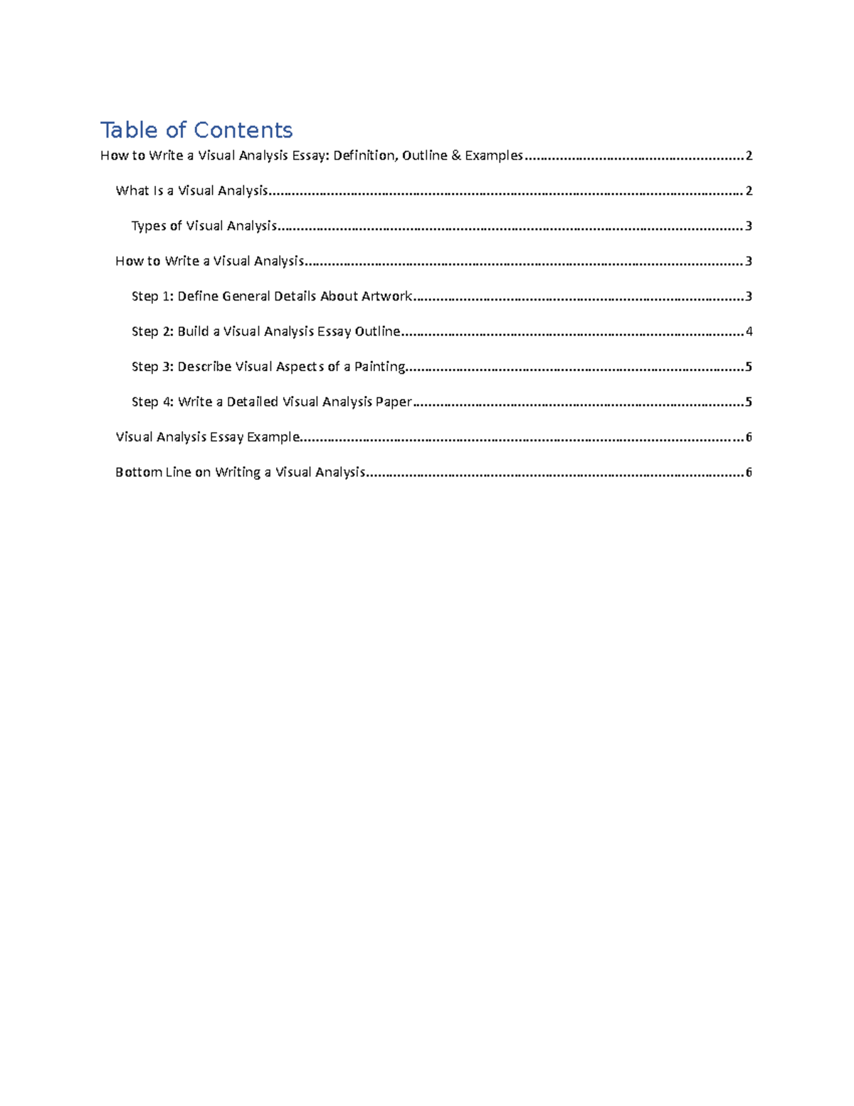 Visual Analysis Essay Guide: Structure, Tips & Examples - Studocu