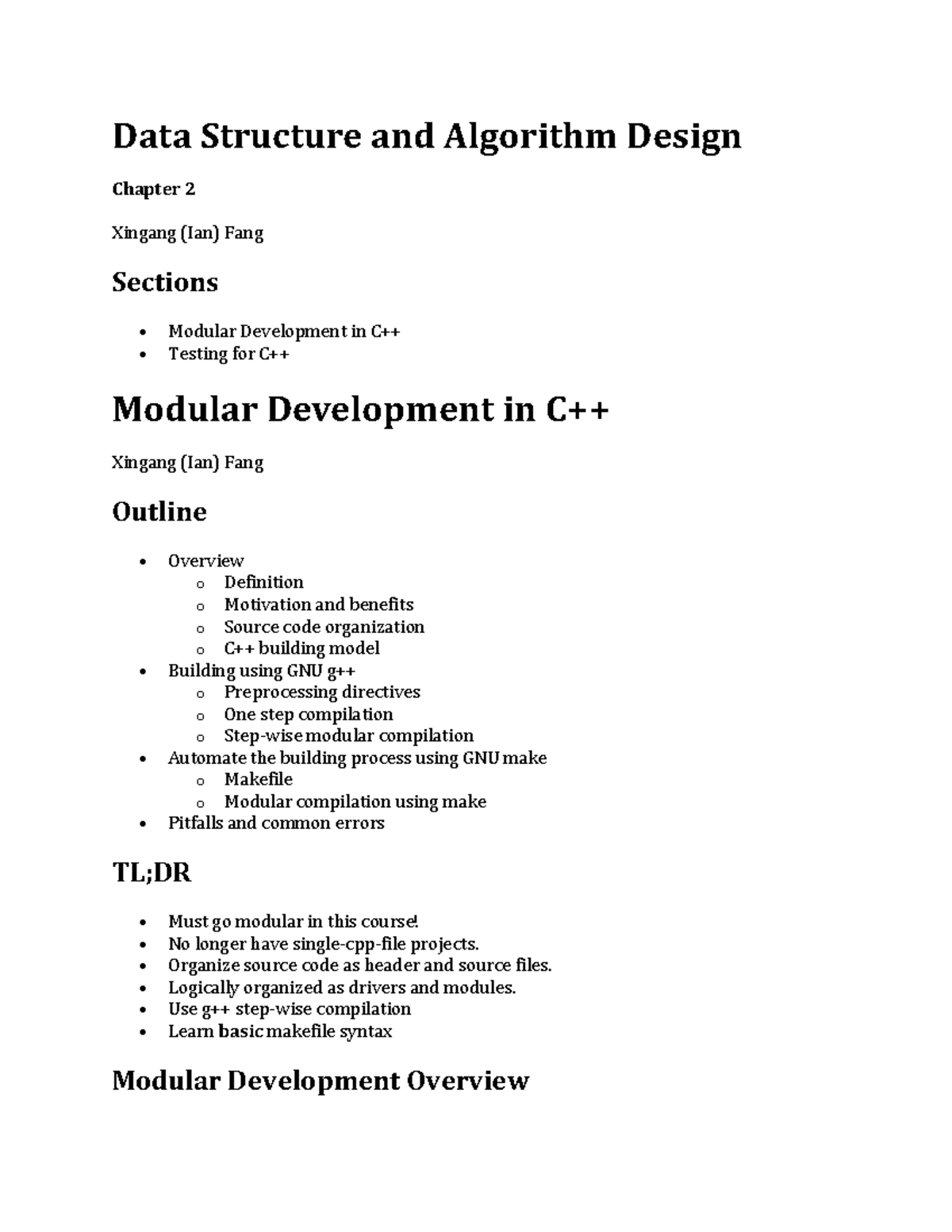 Modular Development and Testing in C++: Key Concepts (CS101) - Studocu