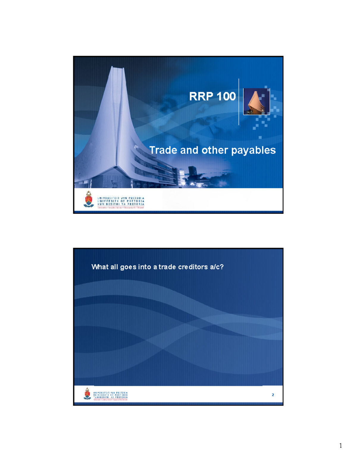 RRP 100: Trade & Other Payables - Control Systems & Reconciliation ...