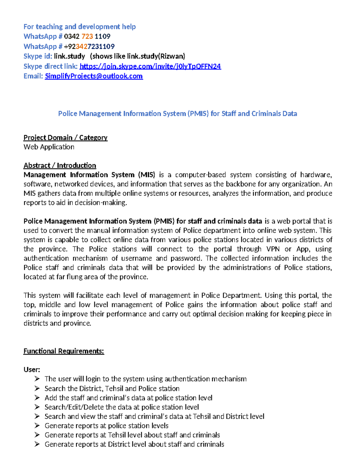 *Police Management Info System (PMIS) for Staff & Criminals Data* - Studocu