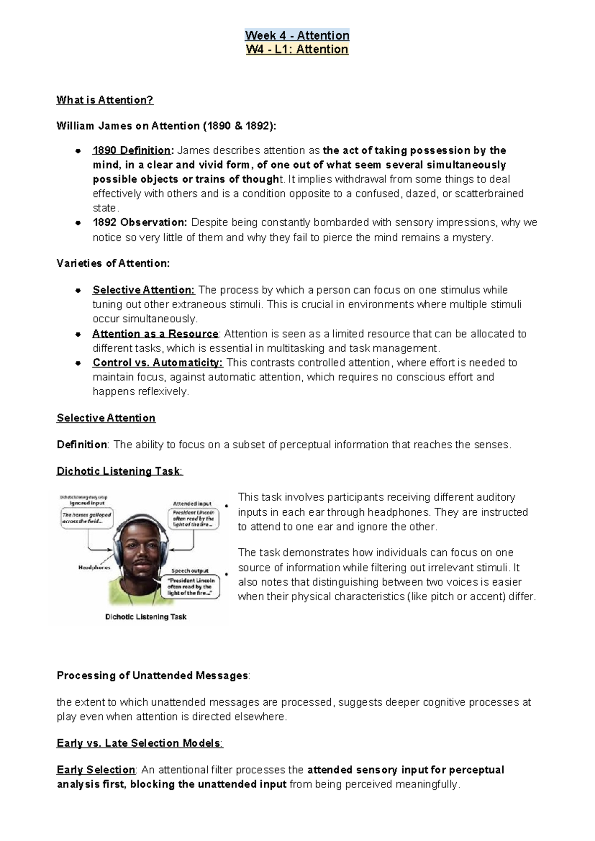 PSYC 2650 Summary: Weeks 4-8 on Attention and Memory Concepts - Studocu