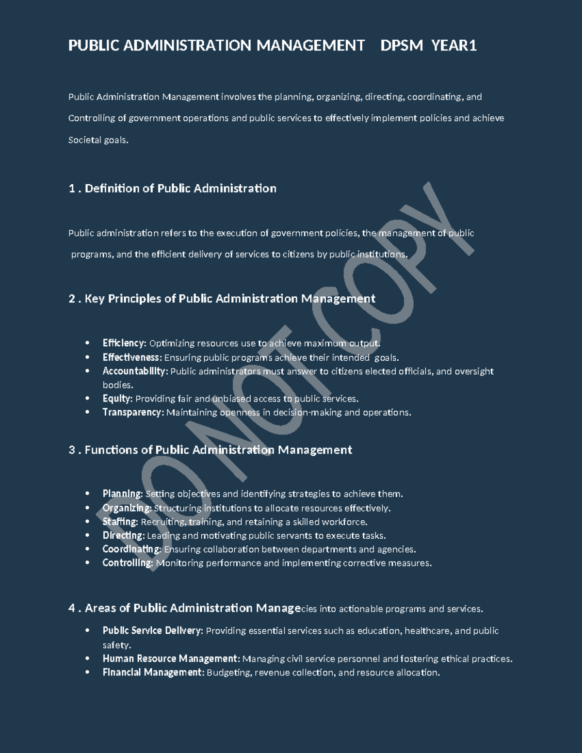 Public Administration Management involves the planning - 1. Definition ...