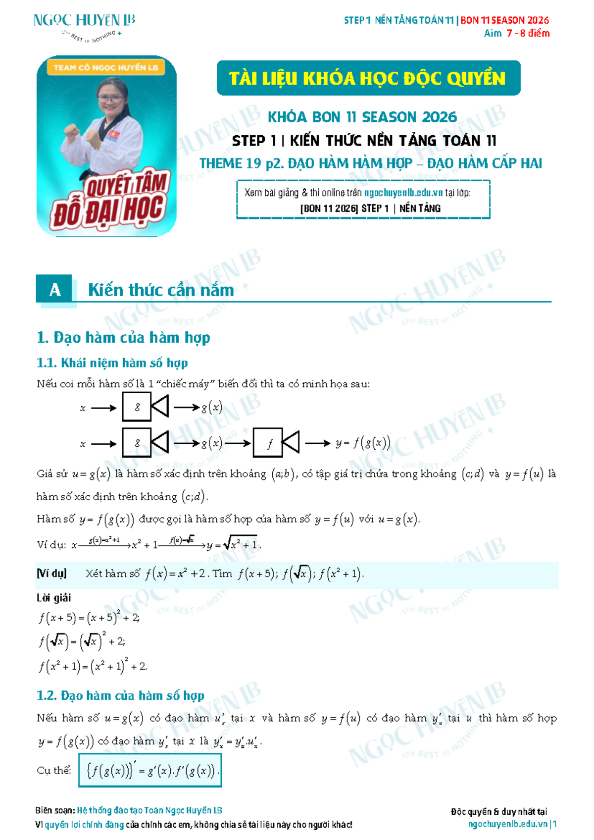 Tài Liệu Ôn Tập Đạo Hàm Hàm Hợp & Cấp Hai - BON 11 STEP 1 - Studocu