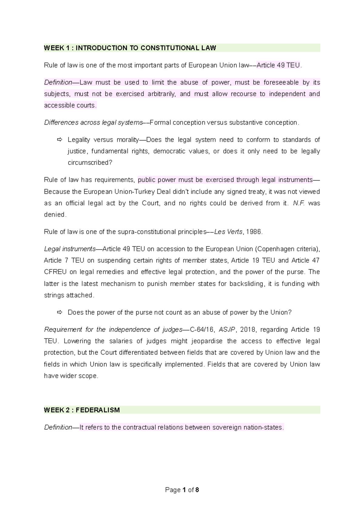 Constitutional Law Revision Notes - Key Concepts & Legal Principles ...
