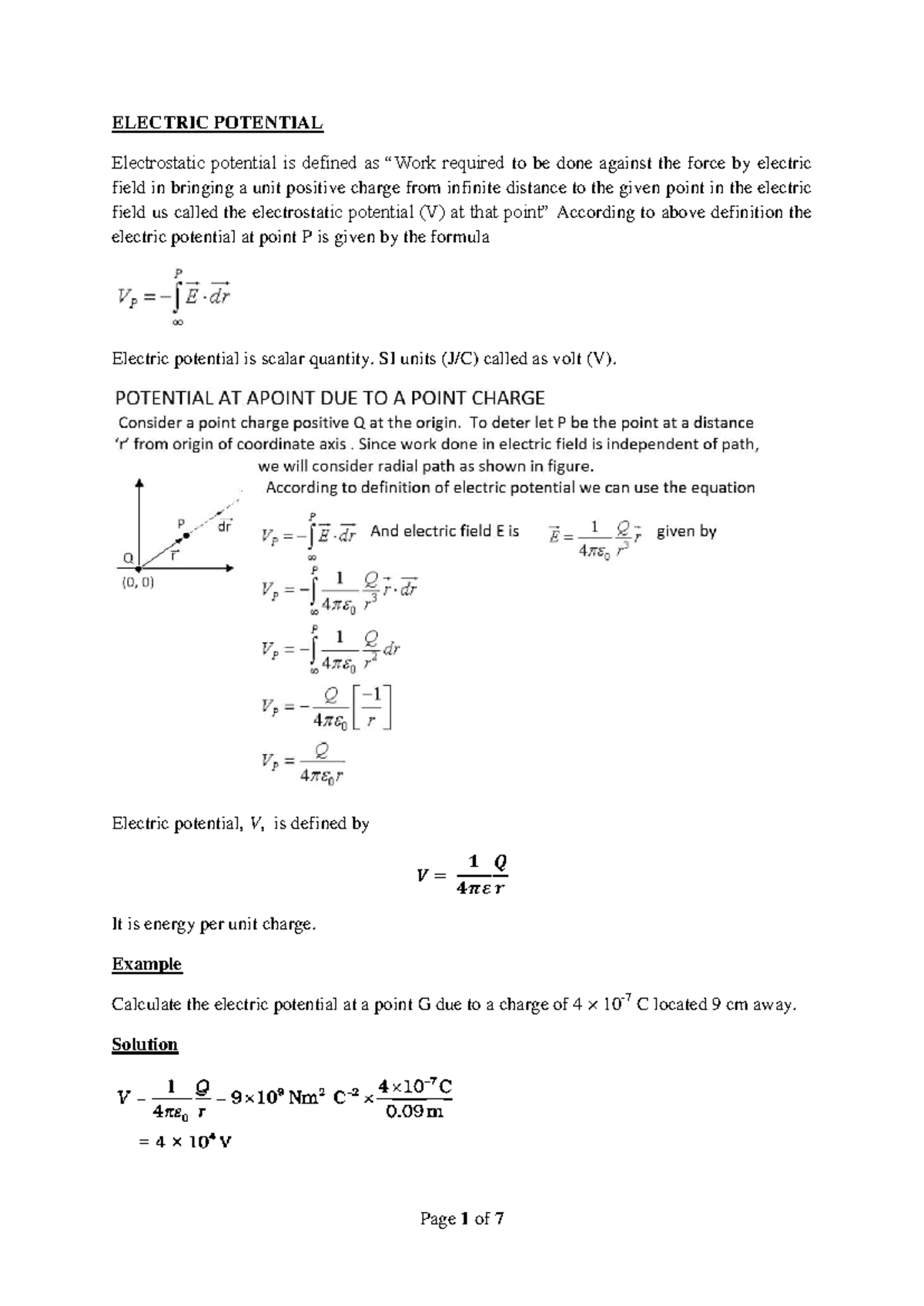 Lecture 3: Electrostatic Potential & Energy Concepts - Studocu