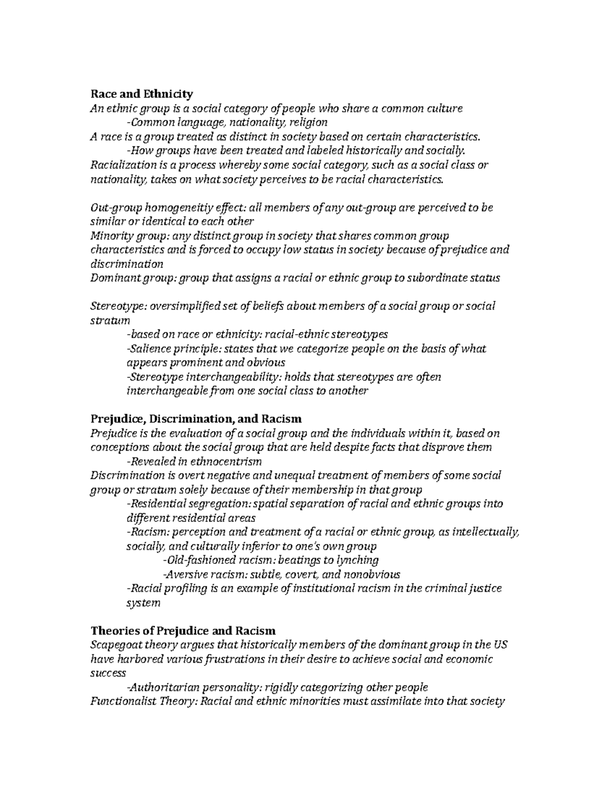 Ch. 10 Notes - Race and Ethnicity An ethnic group is a social category ...