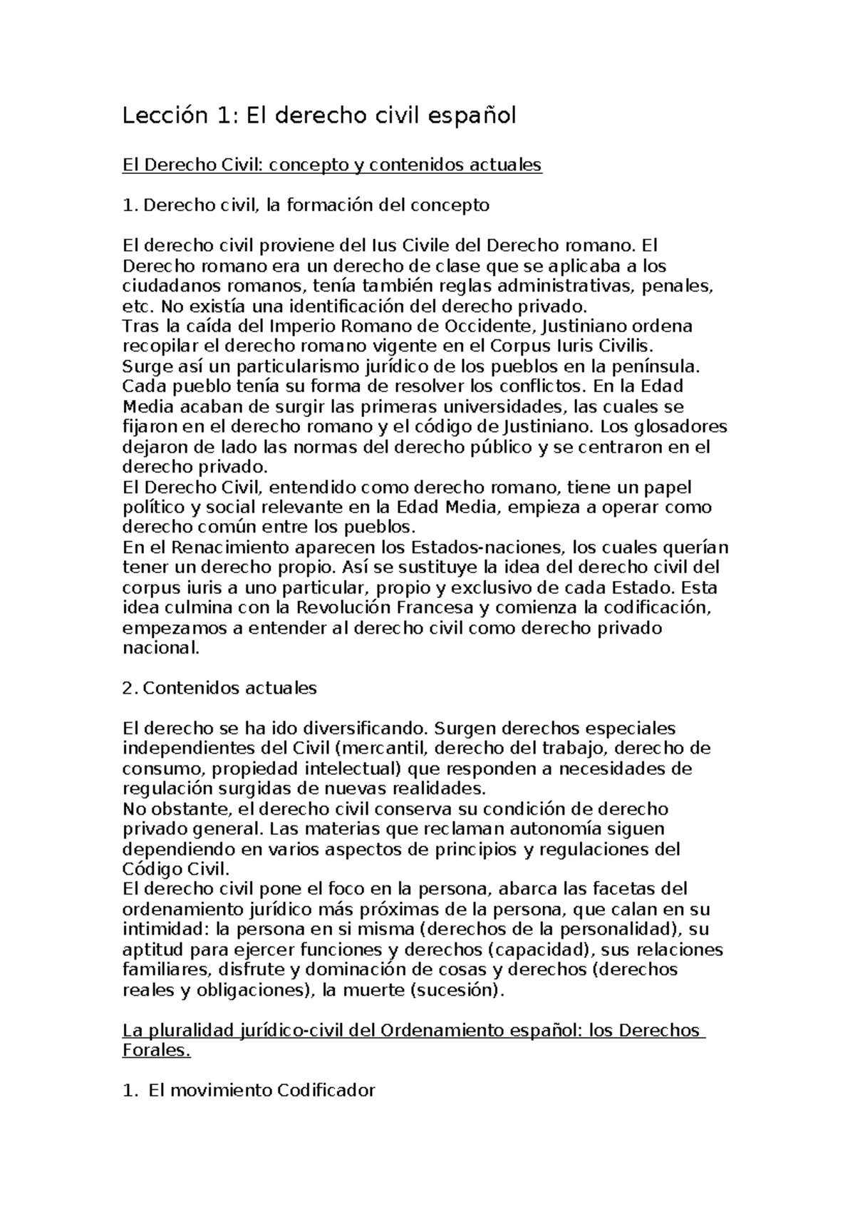 Derecho Civil I: Apuntes sobre Conceptos y Contenidos Actuales - Studocu
