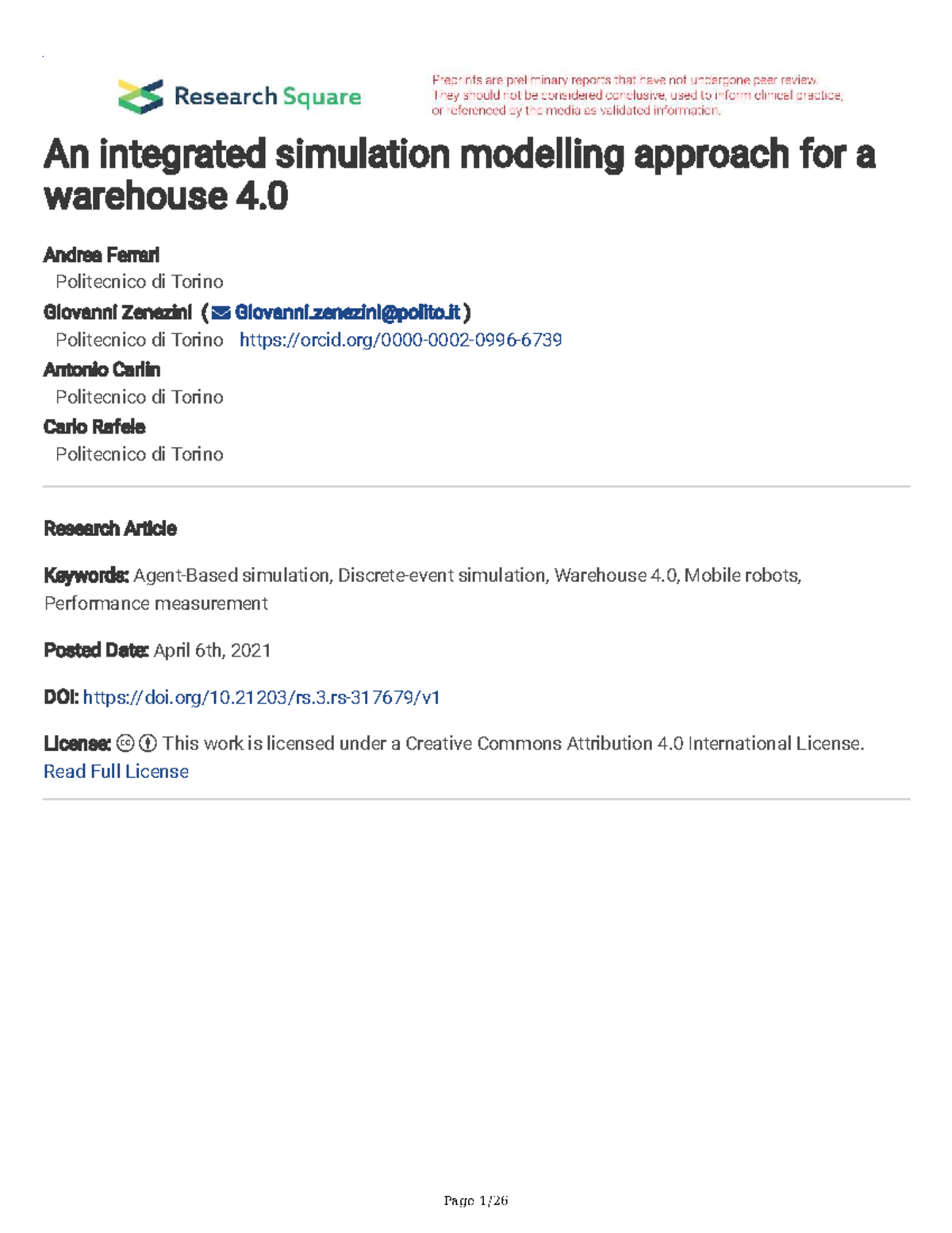 An Integrated Simulation Model for Warehouse 4.0 Optimization (Ferrari ...