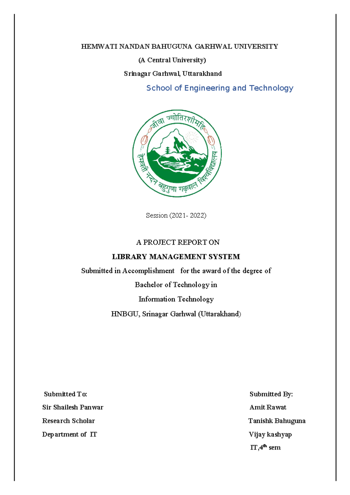 Library Management System Report (B.Tech IT - 4th Sem) in C++ - Studocu