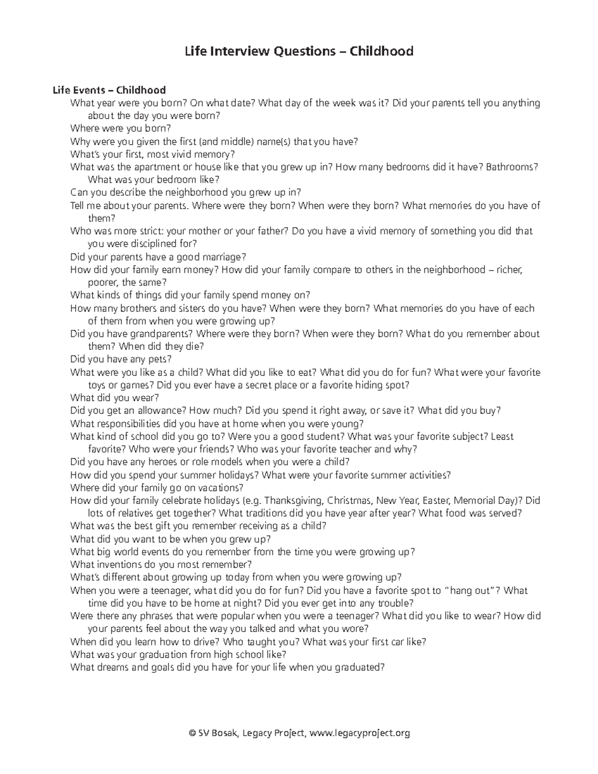 Lifeintquestions - Life course interview questions - Life Interview ...