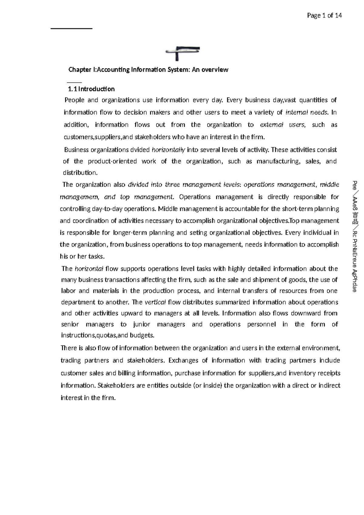 Accounting Information system chapter 1 - Page 1 of 14 Chapter I ...